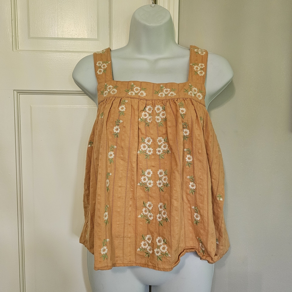 In Bloom Orange Embellished Tank Top